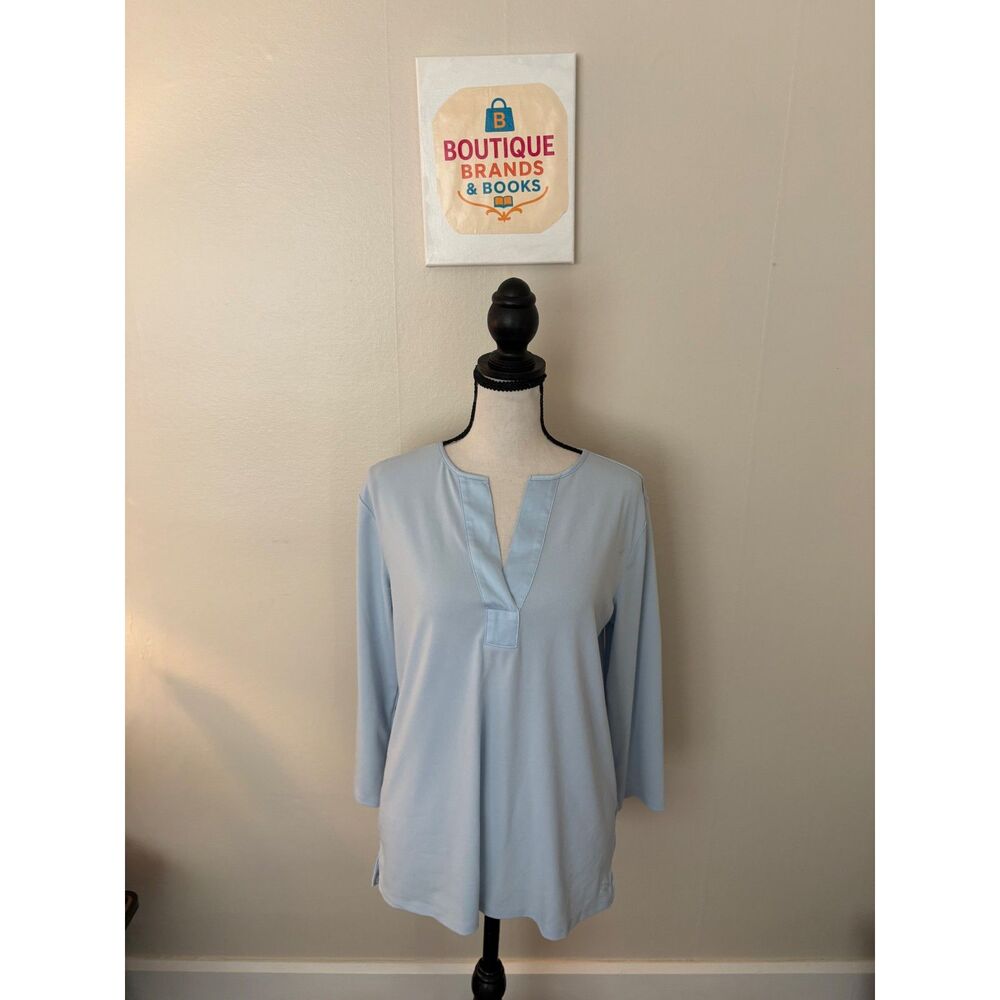 Banana Republic Women’s Small Light Blue Split-Neck 3/4-Sleeve Tunic Top
